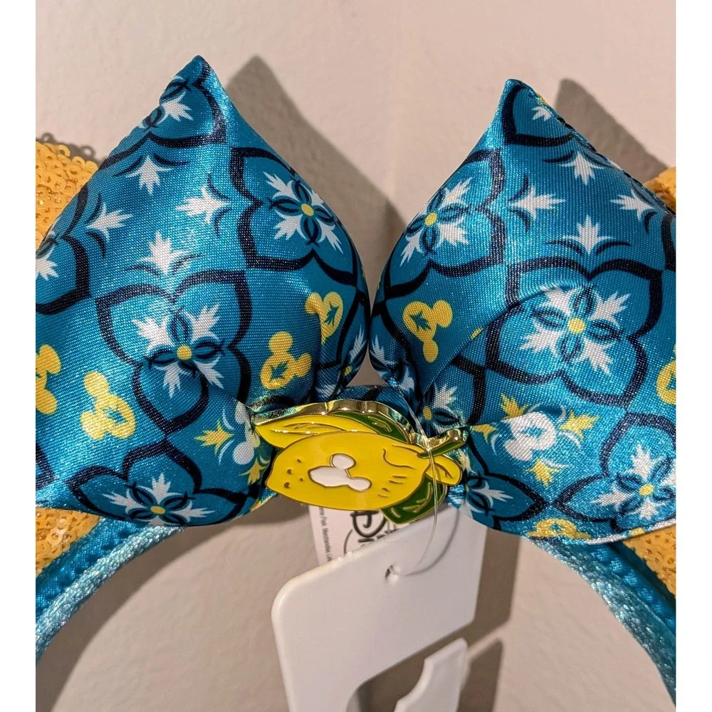 Disney Minnie Mouse Ears Italy Lemon Sequin Accents Lemoncello‎ Headband Adult